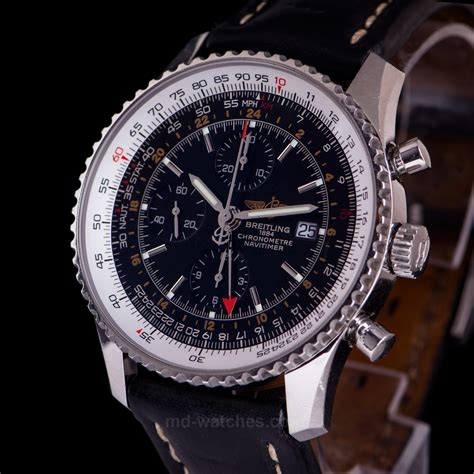 breitling navitimer world zwart met zilver leren band|Breitling Navitimer world a24322 price.